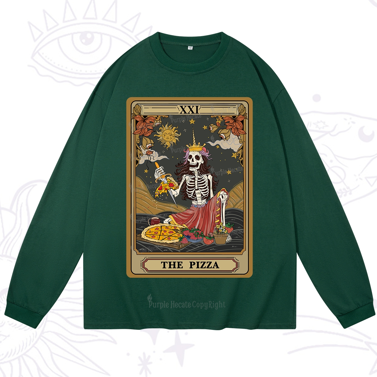 Purplehecate The Pizza Tarot Card Long Sleeve T-Shirt