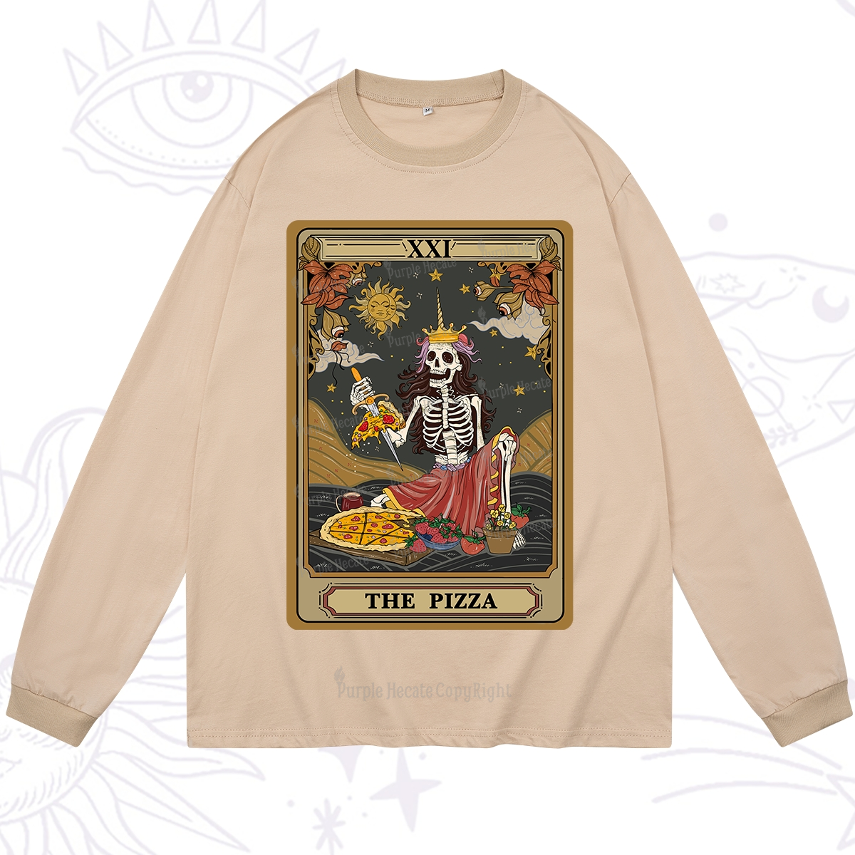 Purplehecate The Pizza Tarot Card Long Sleeve T-Shirt