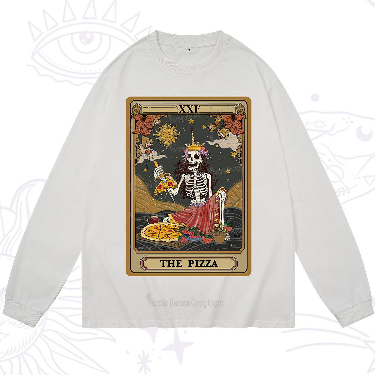 Purplehecate The Pizza Tarot Card Long Sleeve T-Shirt