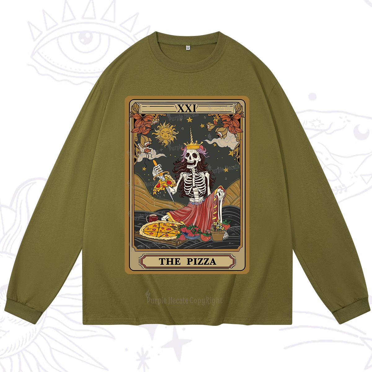 Purplehecate The Pizza Tarot Card Long Sleeve T-Shirt
