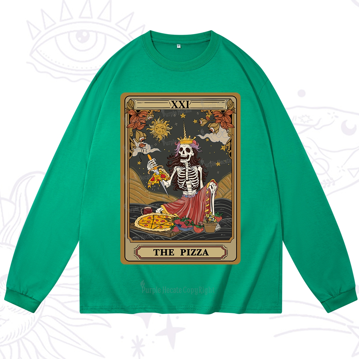 Purplehecate The Pizza Tarot Card Long Sleeve T-Shirt