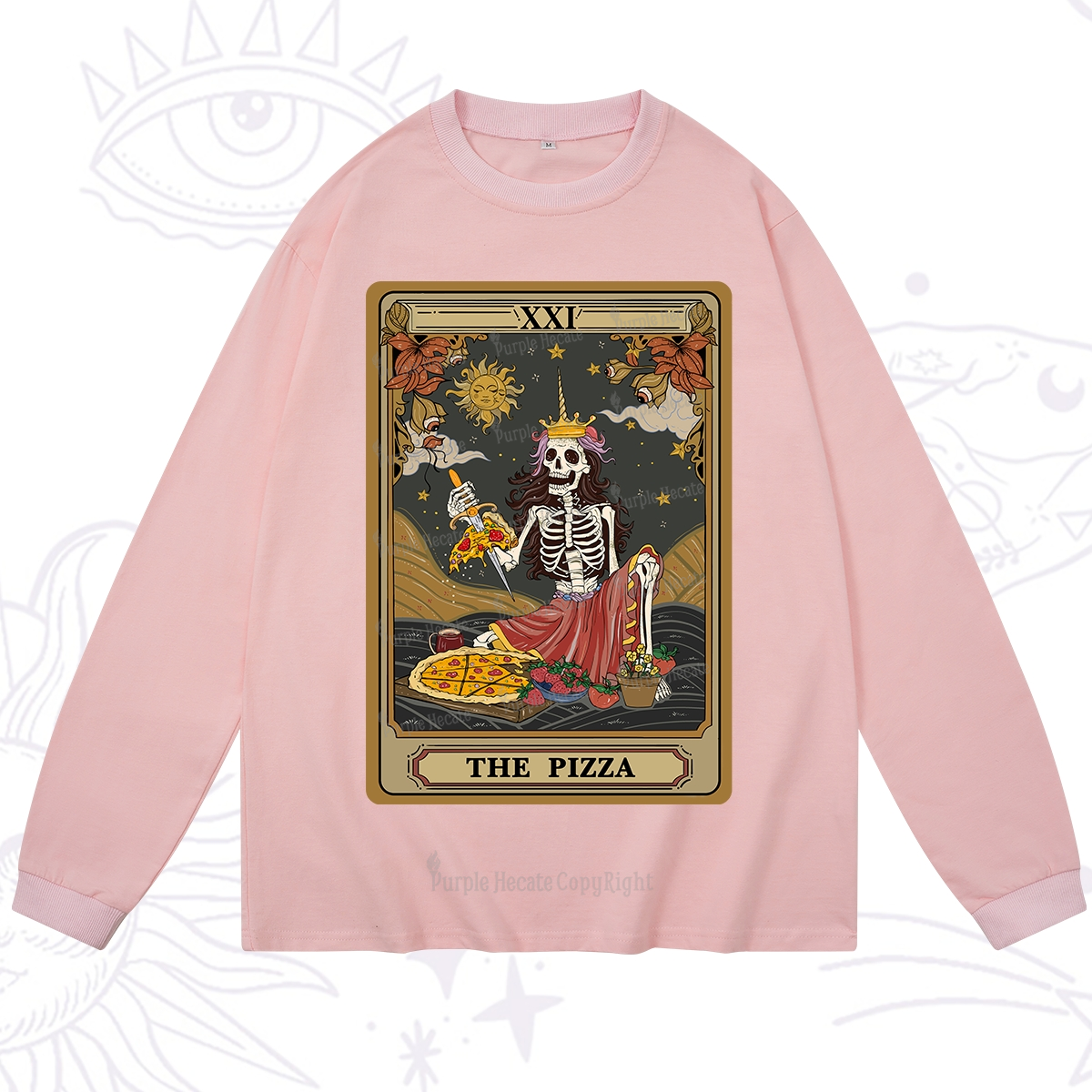 Purplehecate The Pizza Tarot Card Long Sleeve T-Shirt