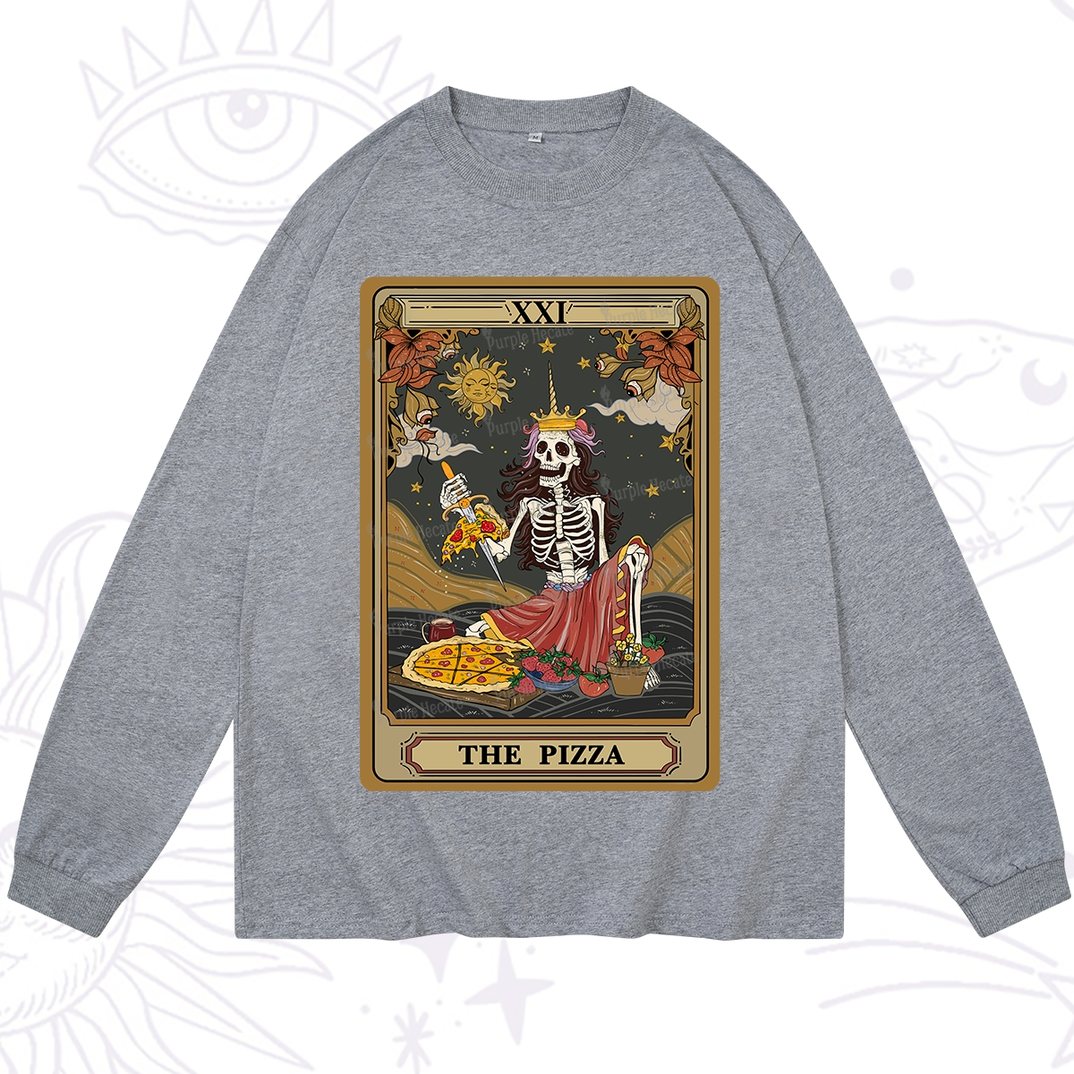 Purplehecate The Pizza Tarot Card Long Sleeve T-Shirt