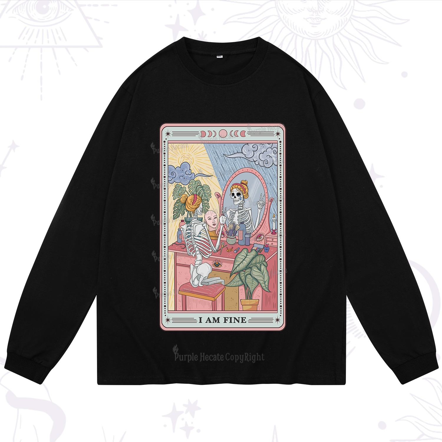 Purplehecate I Am Fine Tarot Card Long Sleeve T-Shirt