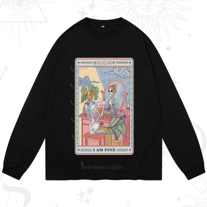 Purplehecate I Am Fine Tarot Card Long Sleeve T-Shirt