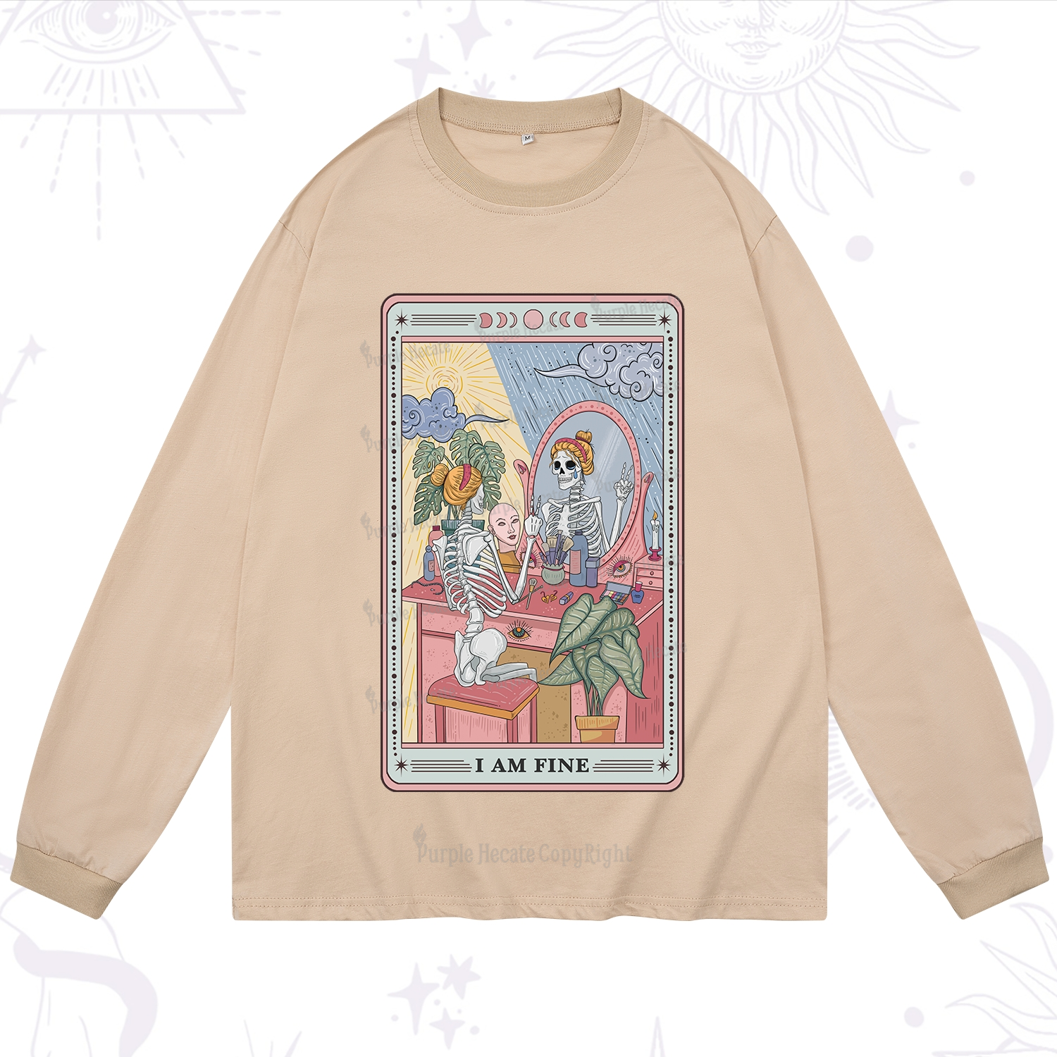 Purplehecate I Am Fine Tarot Card Long Sleeve T-Shirt