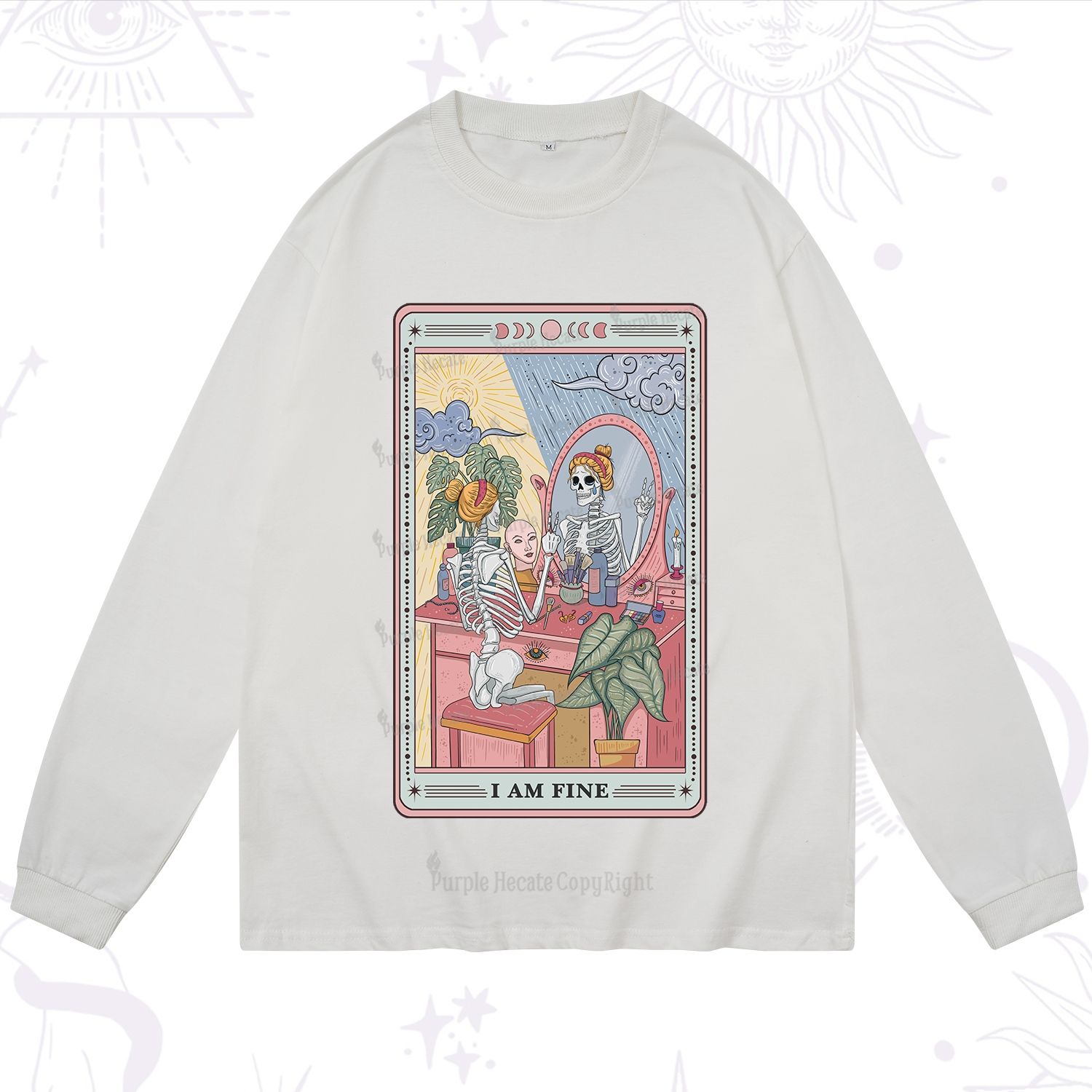 Purplehecate I Am Fine Tarot Card Long Sleeve T-Shirt