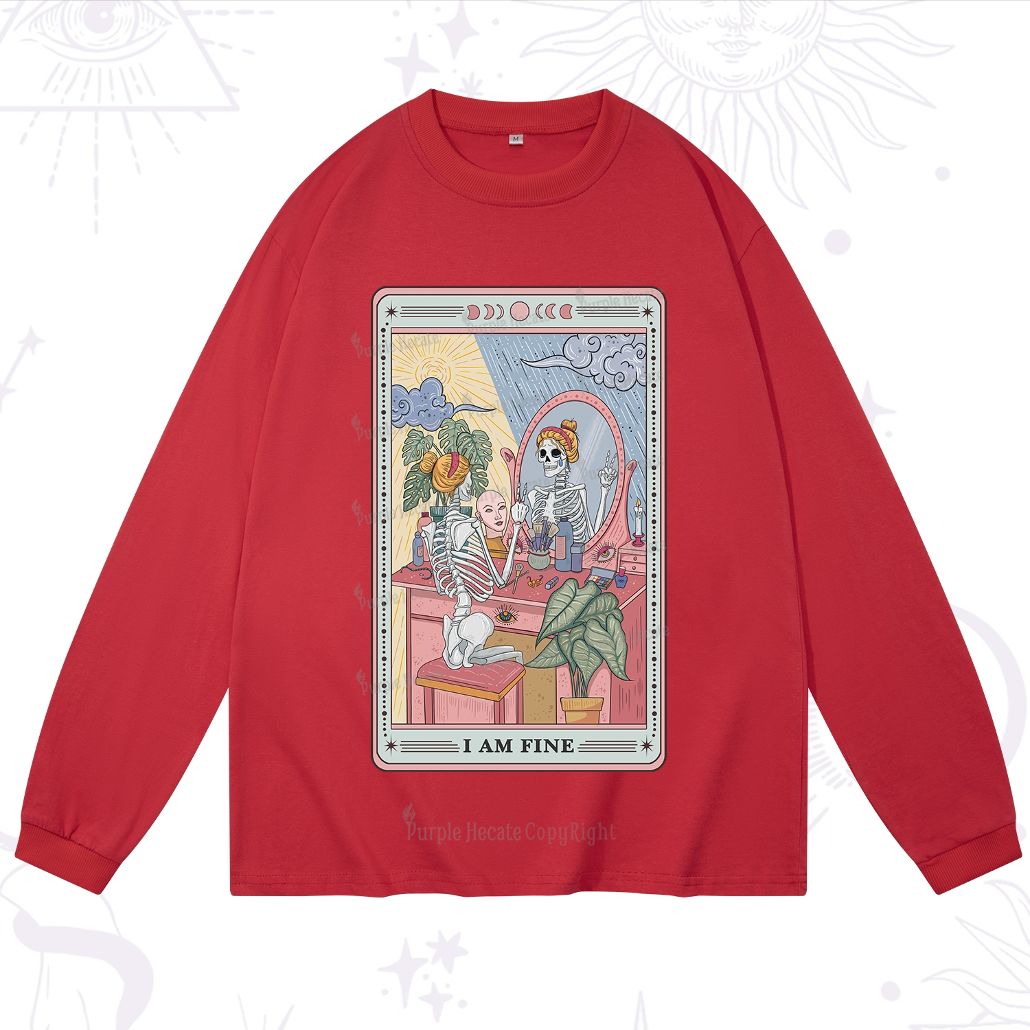Purplehecate I Am Fine Tarot Card Long Sleeve T-Shirt