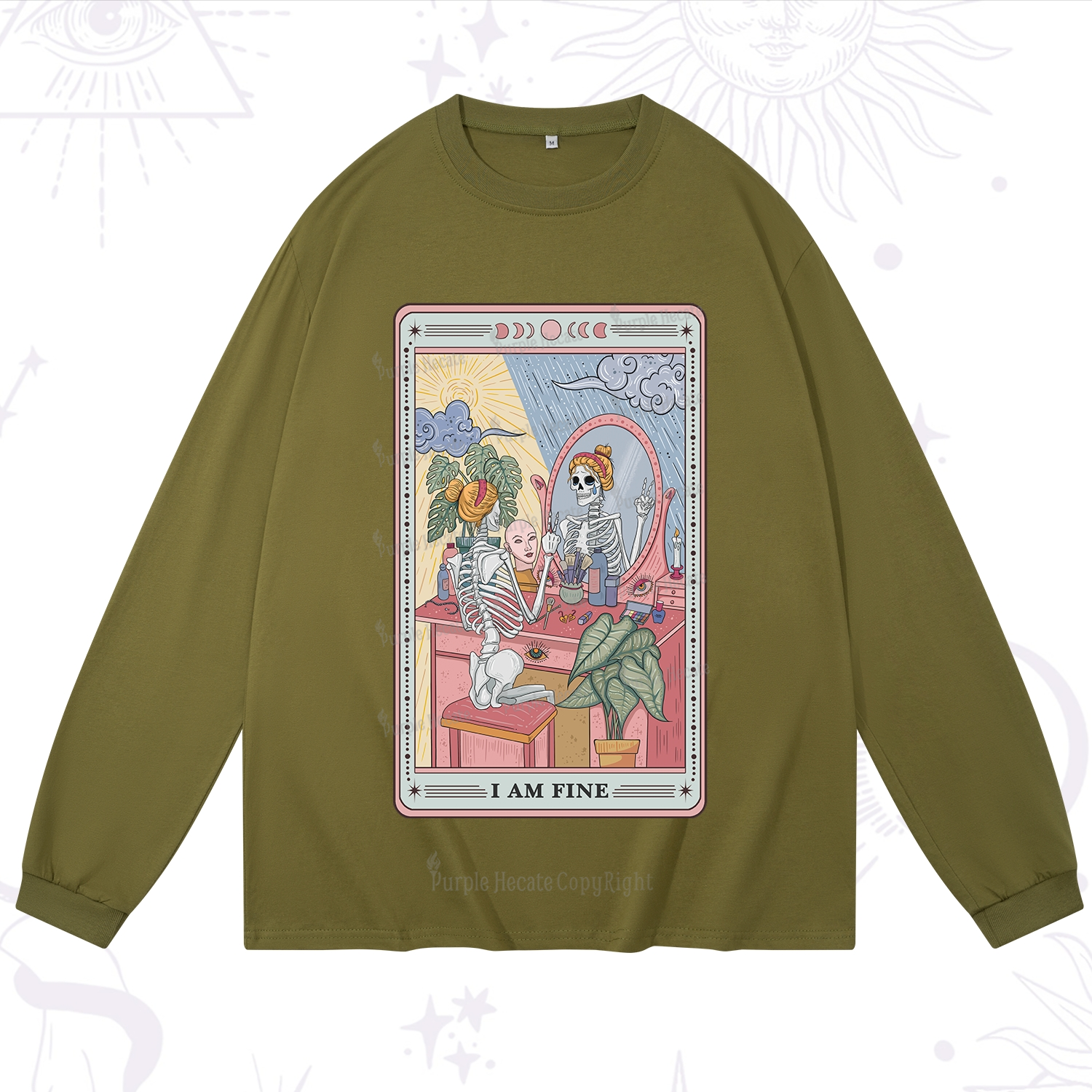 Purplehecate I Am Fine Tarot Card Long Sleeve T-Shirt