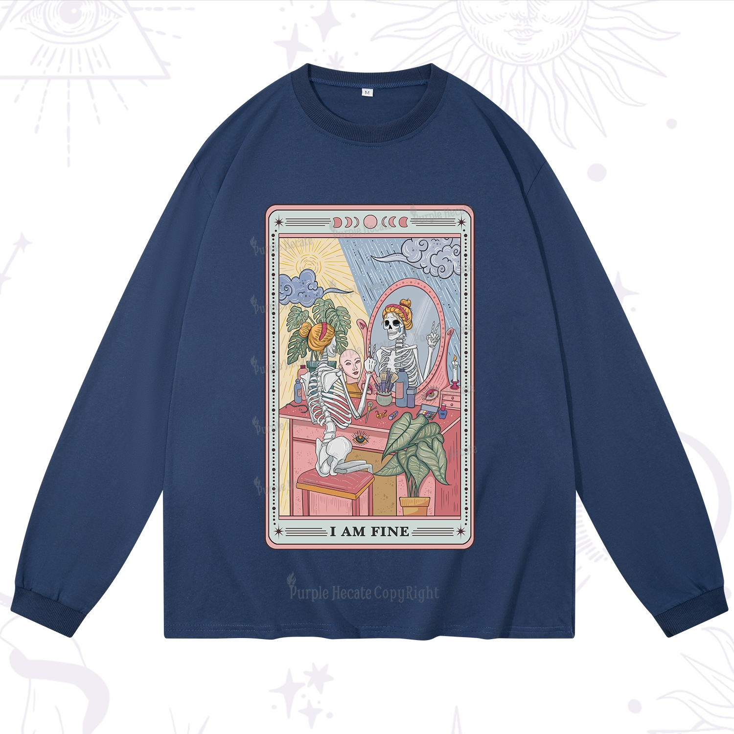 Purplehecate I Am Fine Tarot Card Long Sleeve T-Shirt