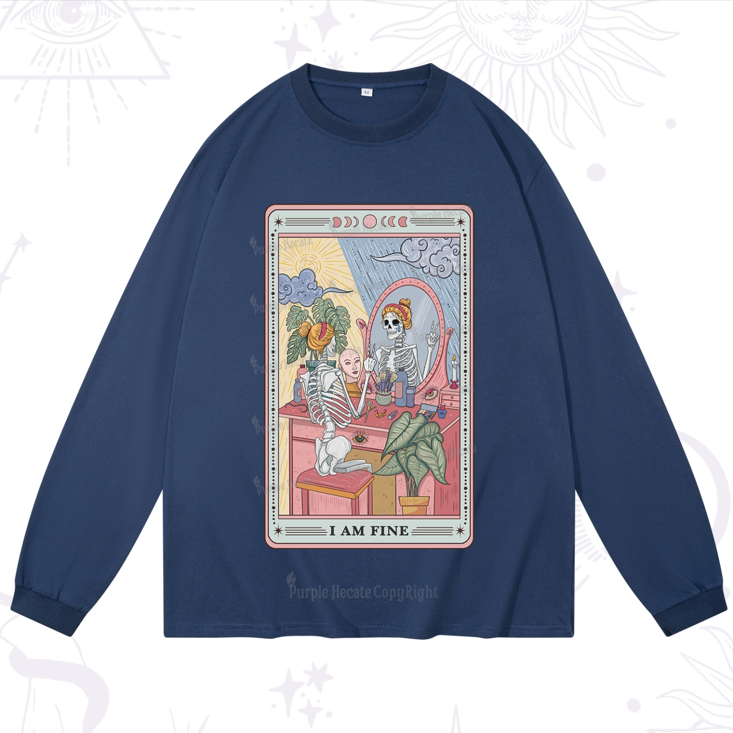 Purplehecate I Am Fine Tarot Card Long Sleeve T-Shirt