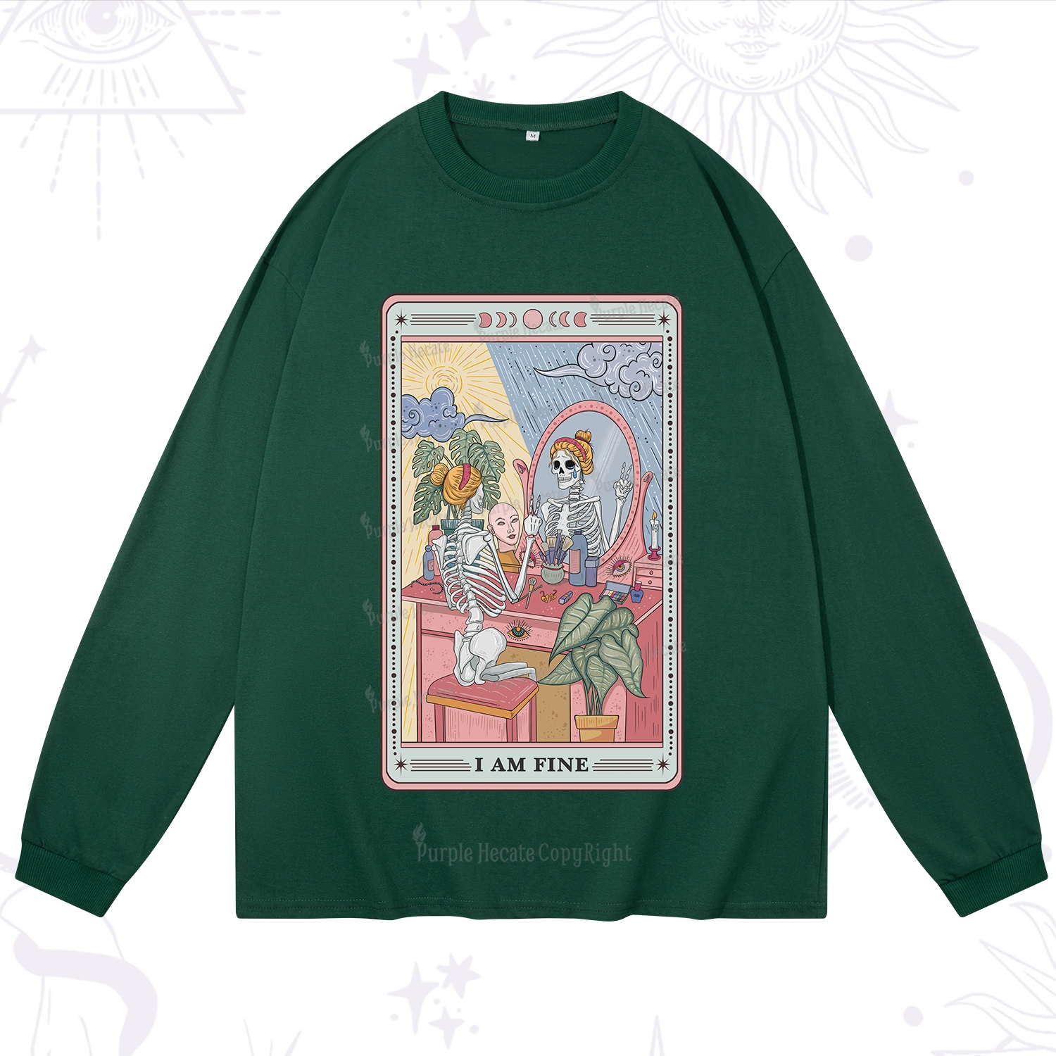 Purplehecate I Am Fine Tarot Card Long Sleeve T-Shirt