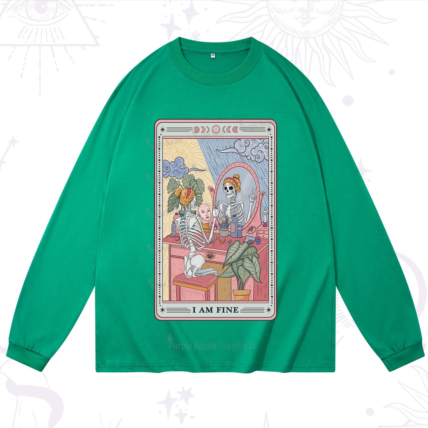 Purplehecate I Am Fine Tarot Card Long Sleeve T-Shirt