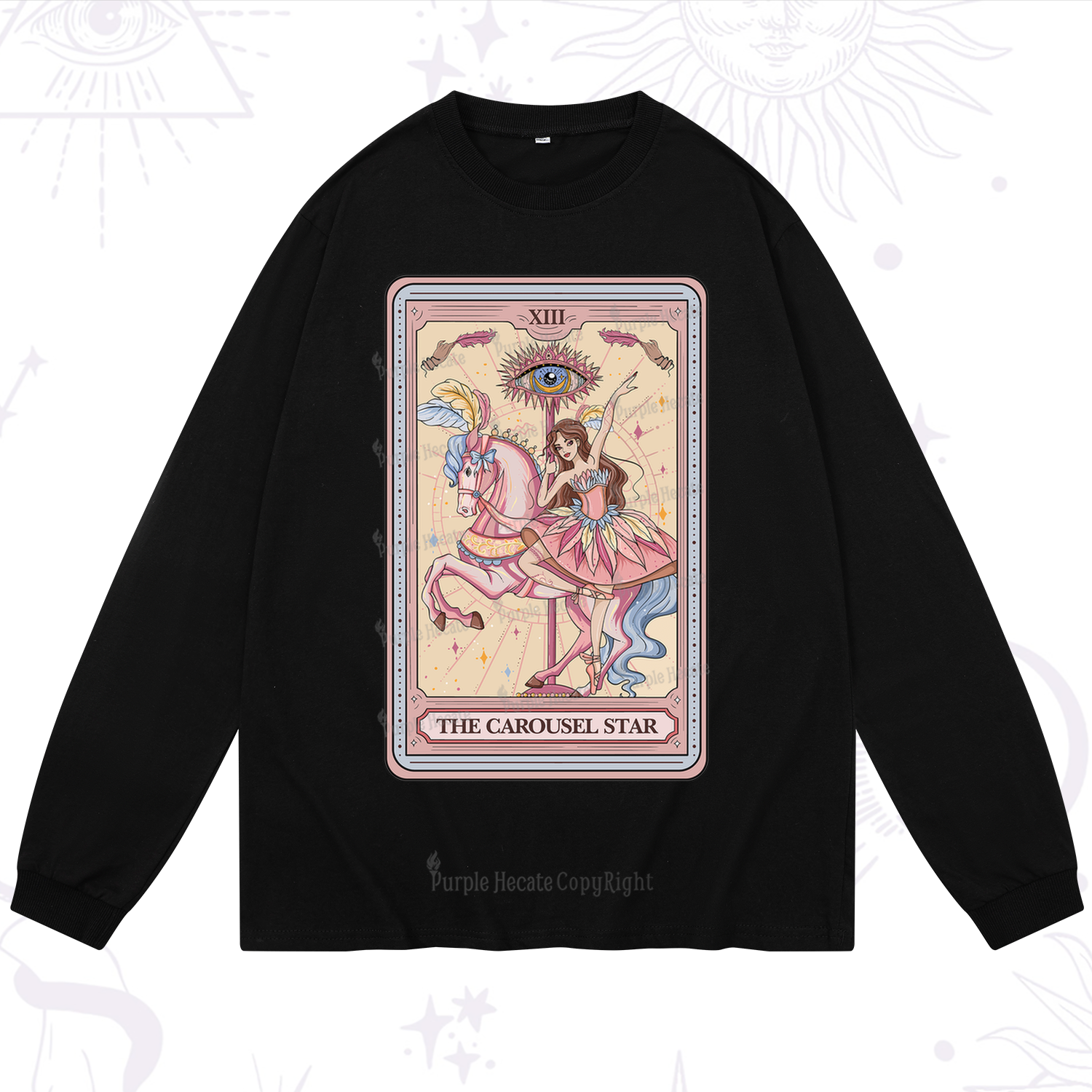Purplehecate The Carousel Star Tarot Card Long Sleeve T-Shirt