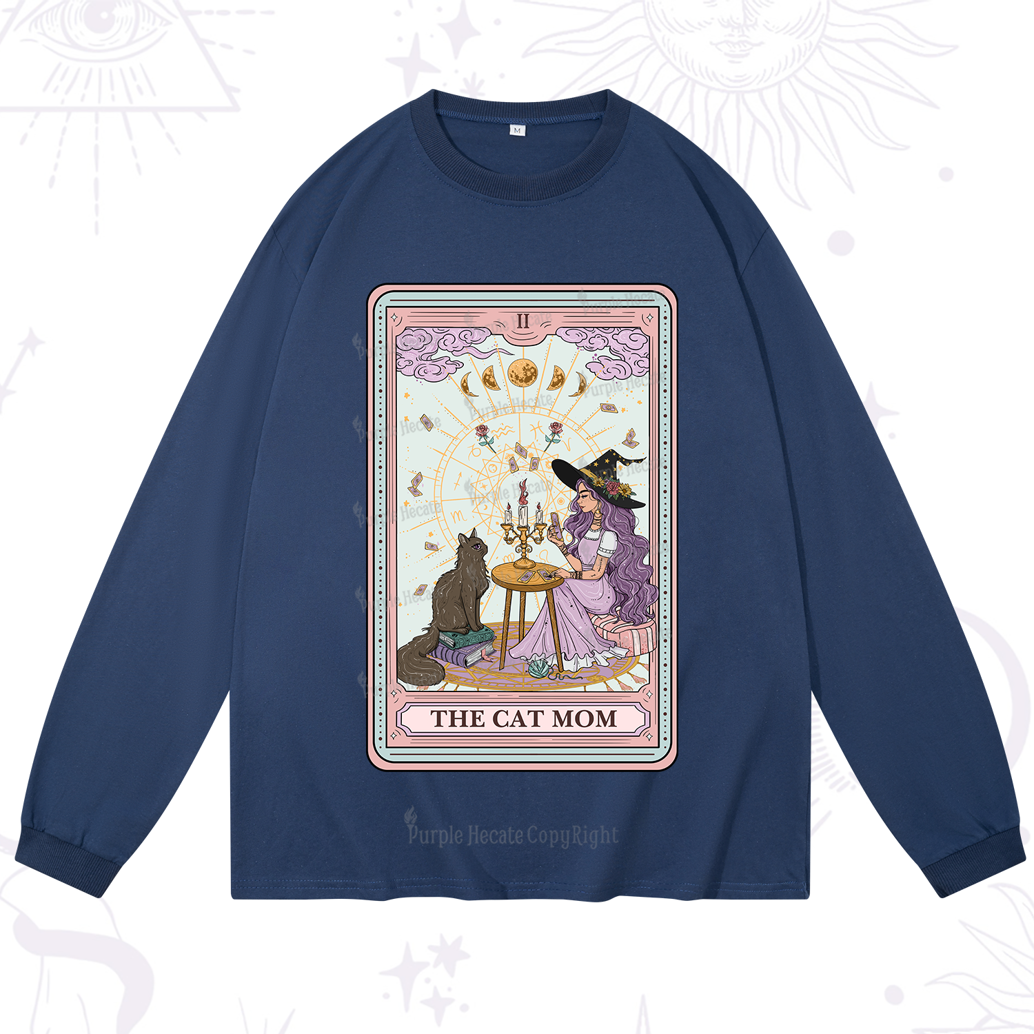 Purplehecate The Cat Witch Mom Tarot Long Sleeve T-Shirt