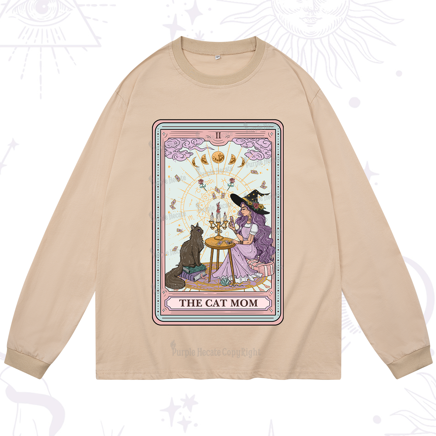 Purplehecate The Cat Witch Mom Tarot Long Sleeve T-Shirt
