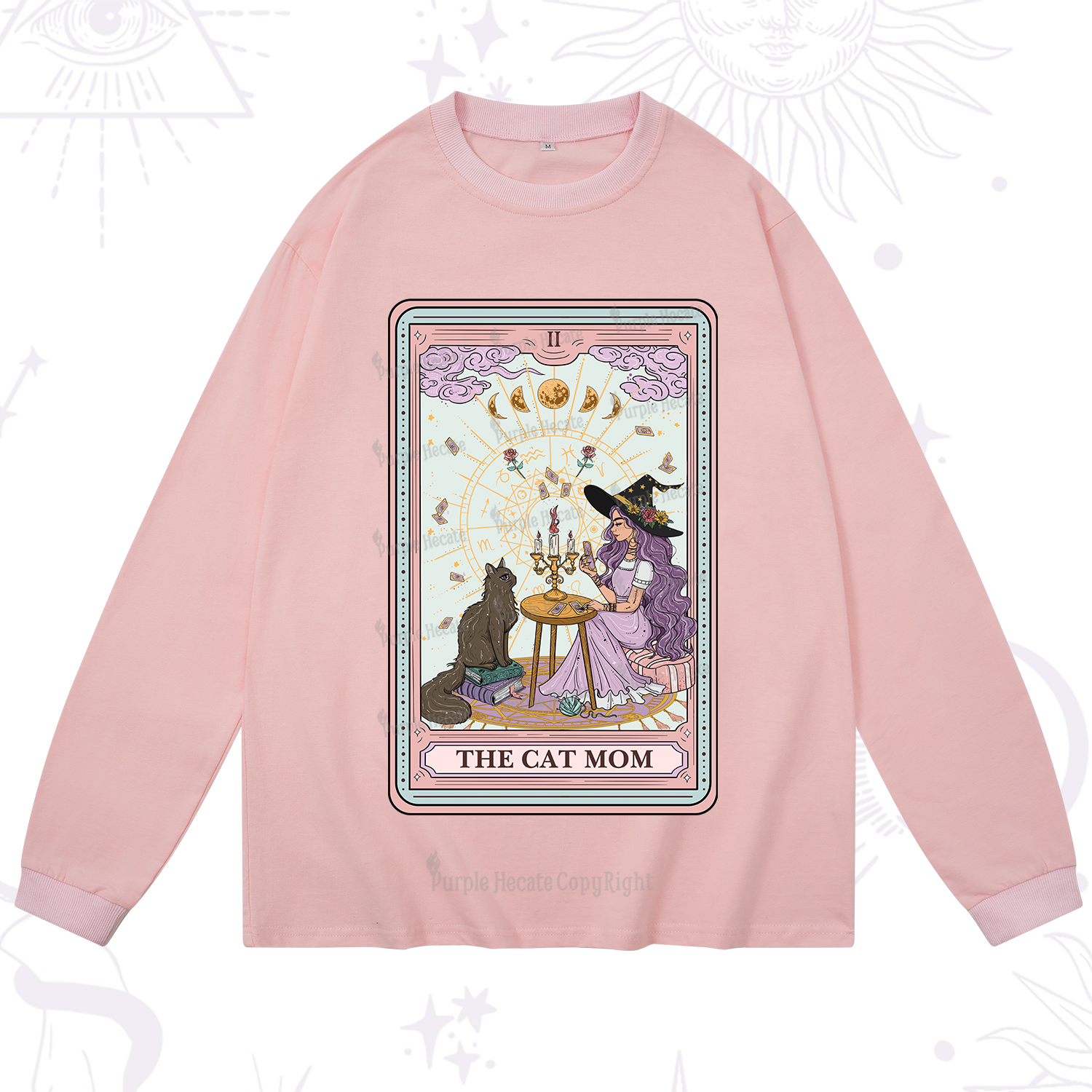 Purplehecate The Cat Witch Mom Tarot Long Sleeve T-Shirt