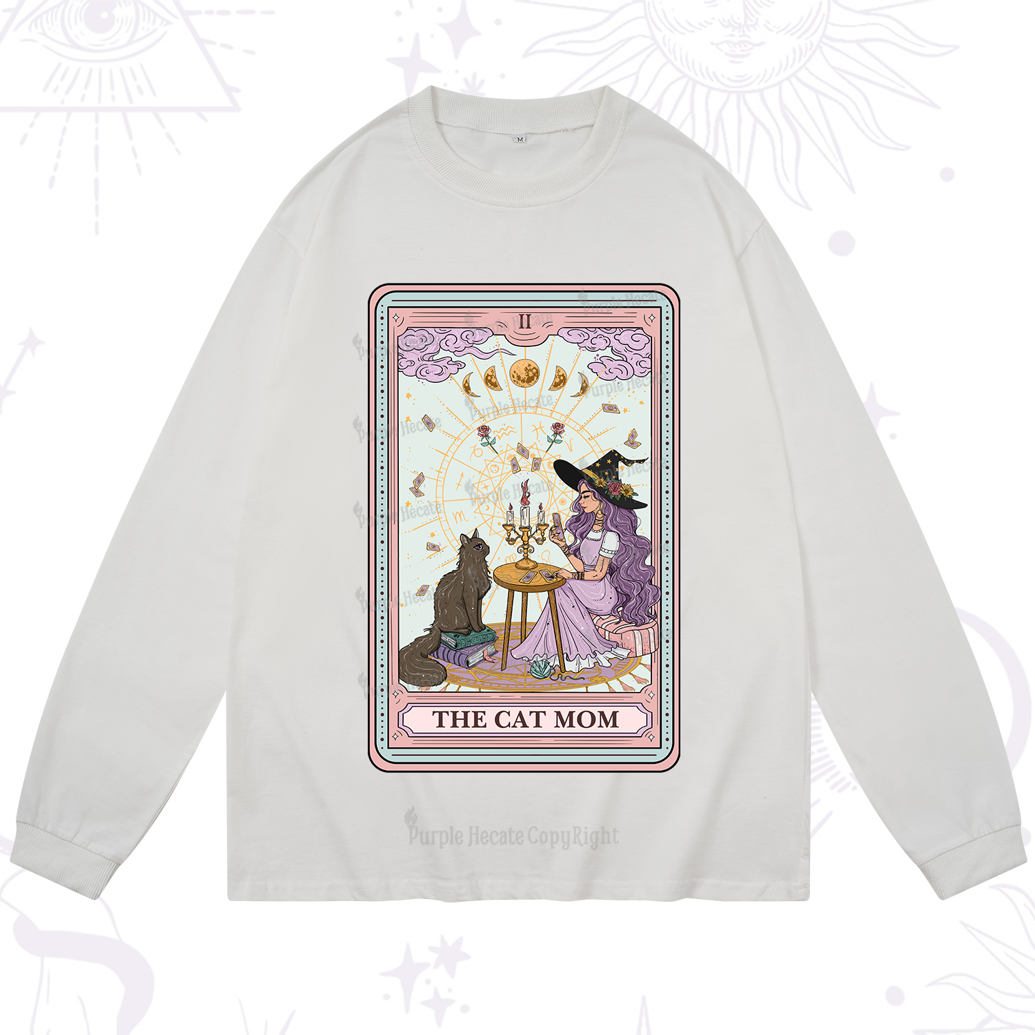 Purplehecate The Cat Witch Mom Tarot Long Sleeve T-Shirt
