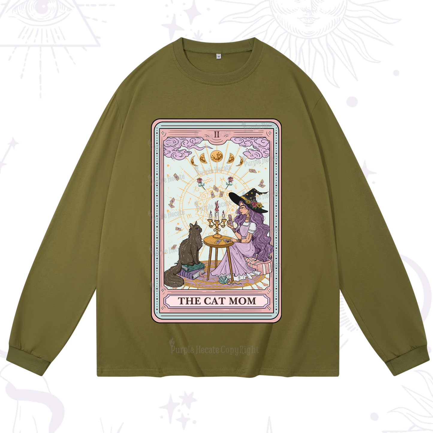 Purplehecate The Cat Witch Mom Tarot Long Sleeve T-Shirt