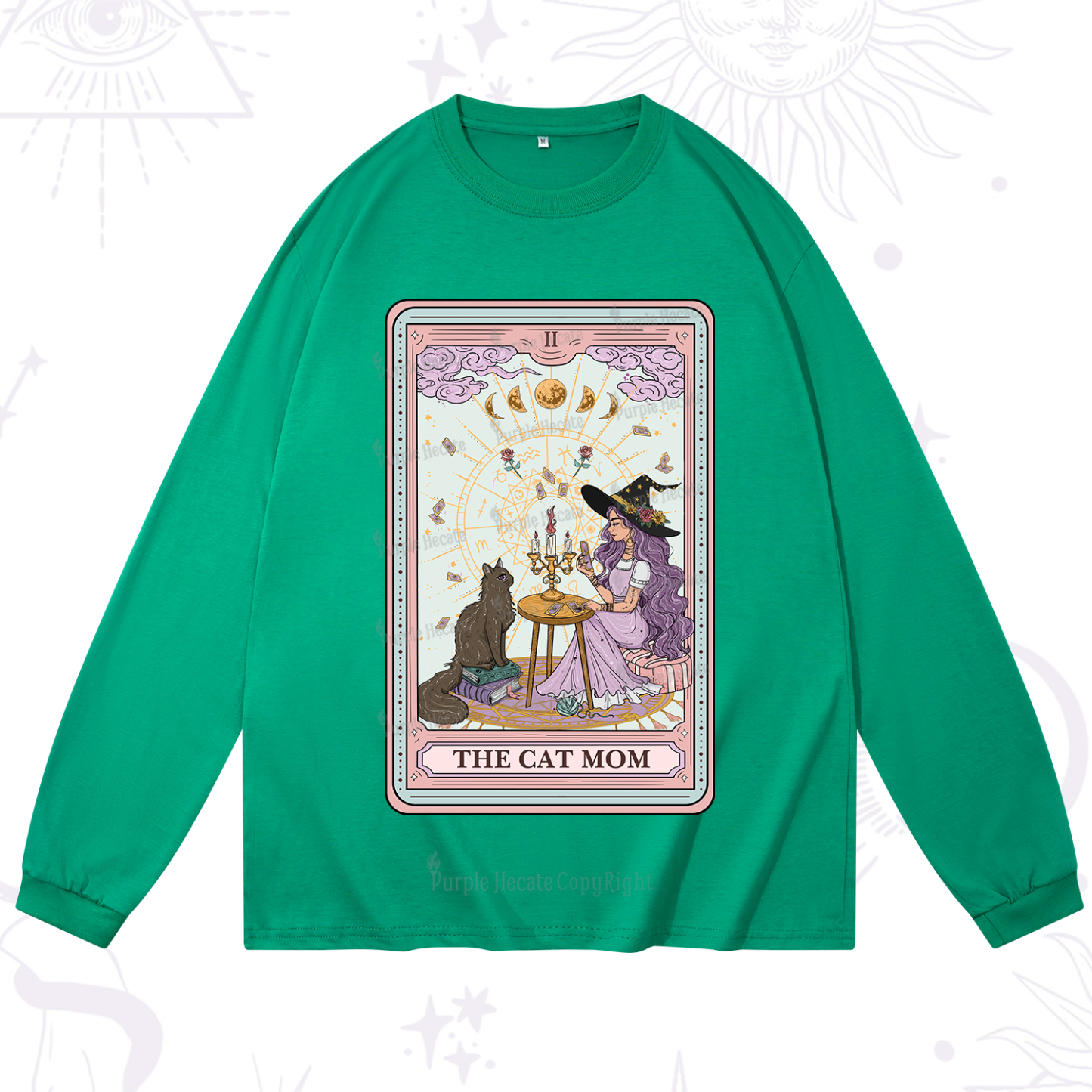 Purplehecate The Cat Witch Mom Tarot Long Sleeve T-Shirt