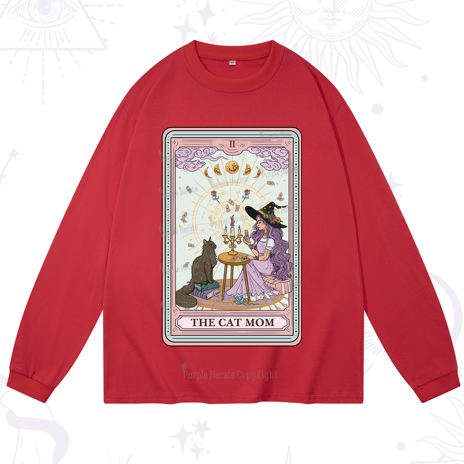 Purplehecate The Cat Witch Mom Tarot Long Sleeve T-Shirt