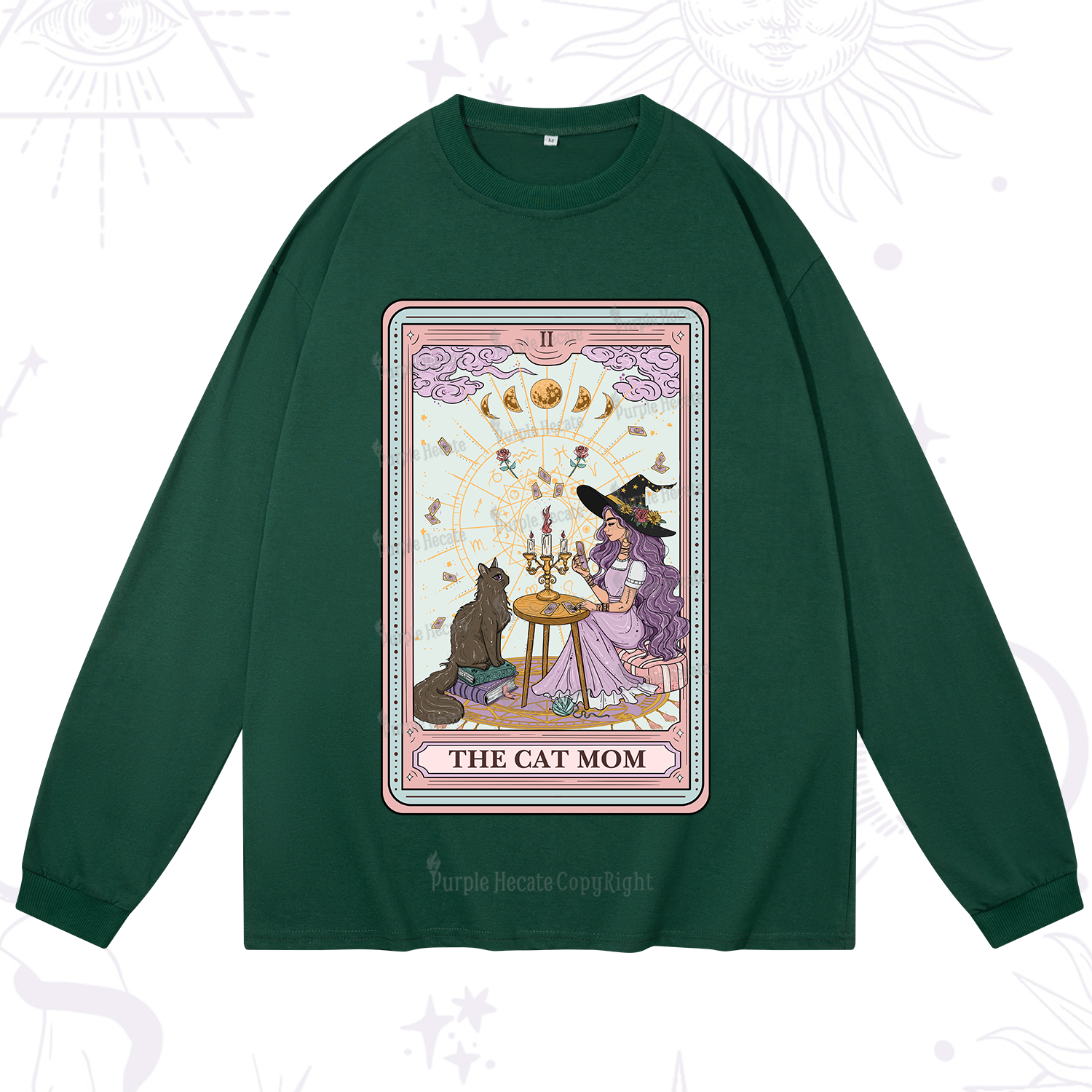 Purplehecate The Cat Witch Mom Tarot Long Sleeve T-Shirt