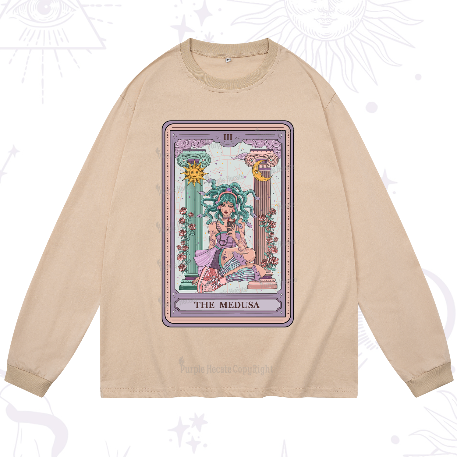 Purplehecate The Fashionable Medusa Tarot Card Long Sleeve T-Shirt