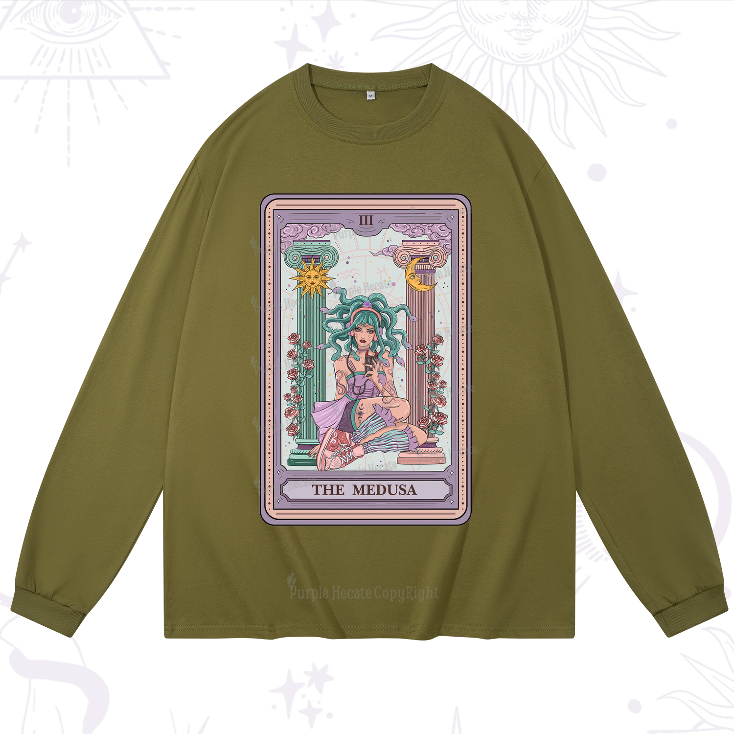 Purplehecate The Fashionable Medusa Tarot Card Long Sleeve T-Shirt