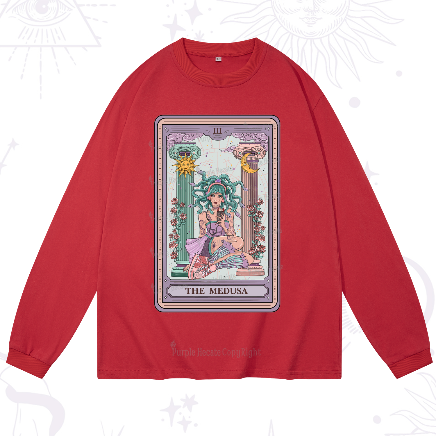 Purplehecate The Fashionable Medusa Tarot Card Long Sleeve T-Shirt