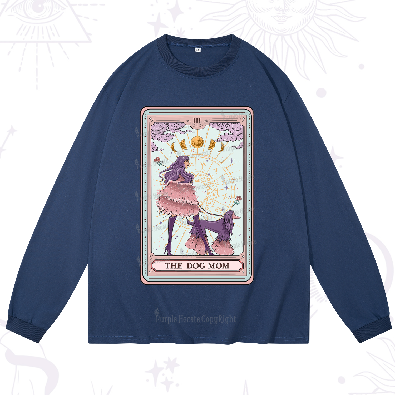 Purplehecate The Fashionable Dog Mom Tarot Card Long Sleeve T-Shirt
