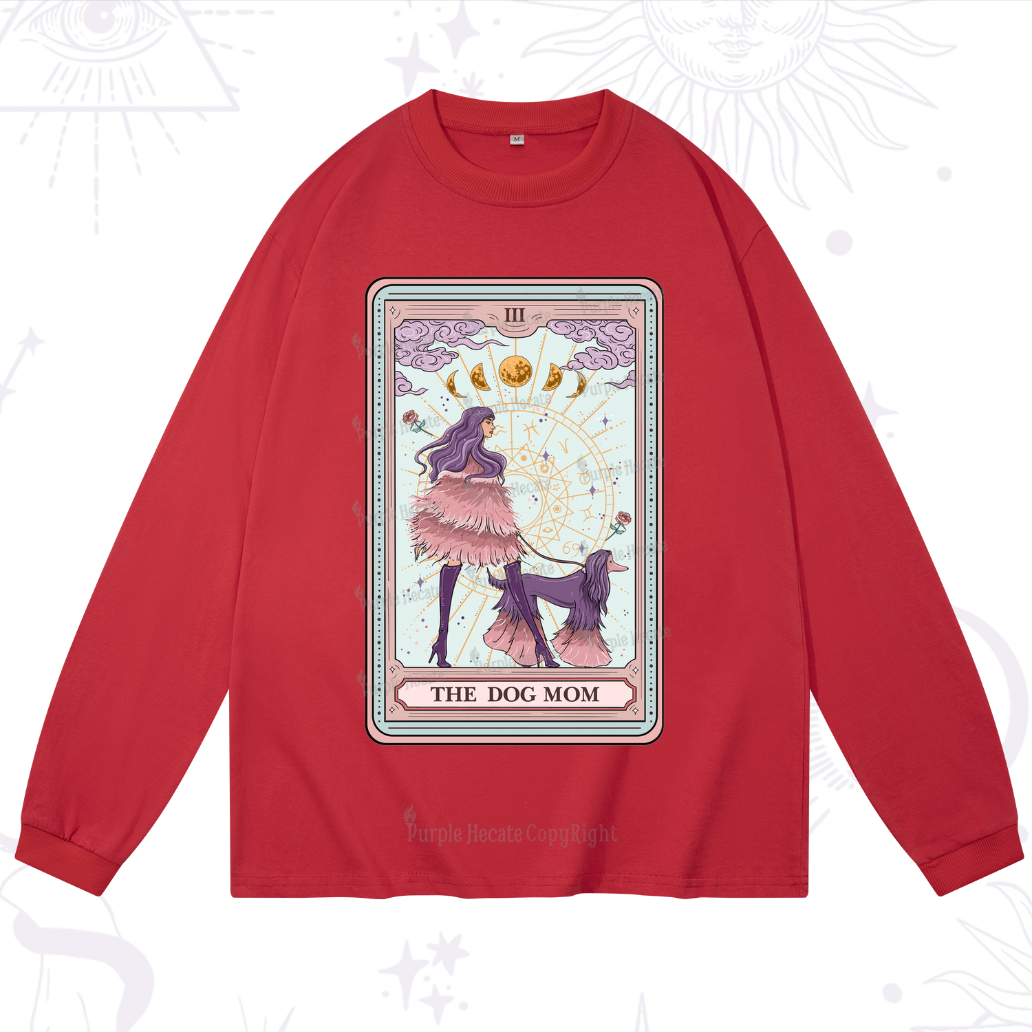 Purplehecate The Fashionable Dog Mom Tarot Card Long Sleeve T-Shirt