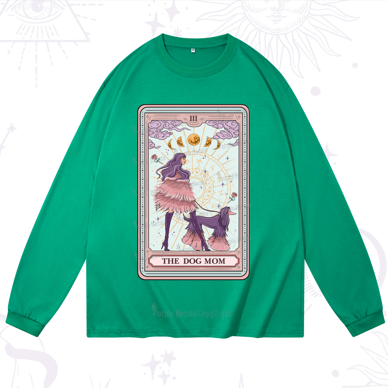 Purplehecate The Fashionable Dog Mom Tarot Card Long Sleeve T-Shirt