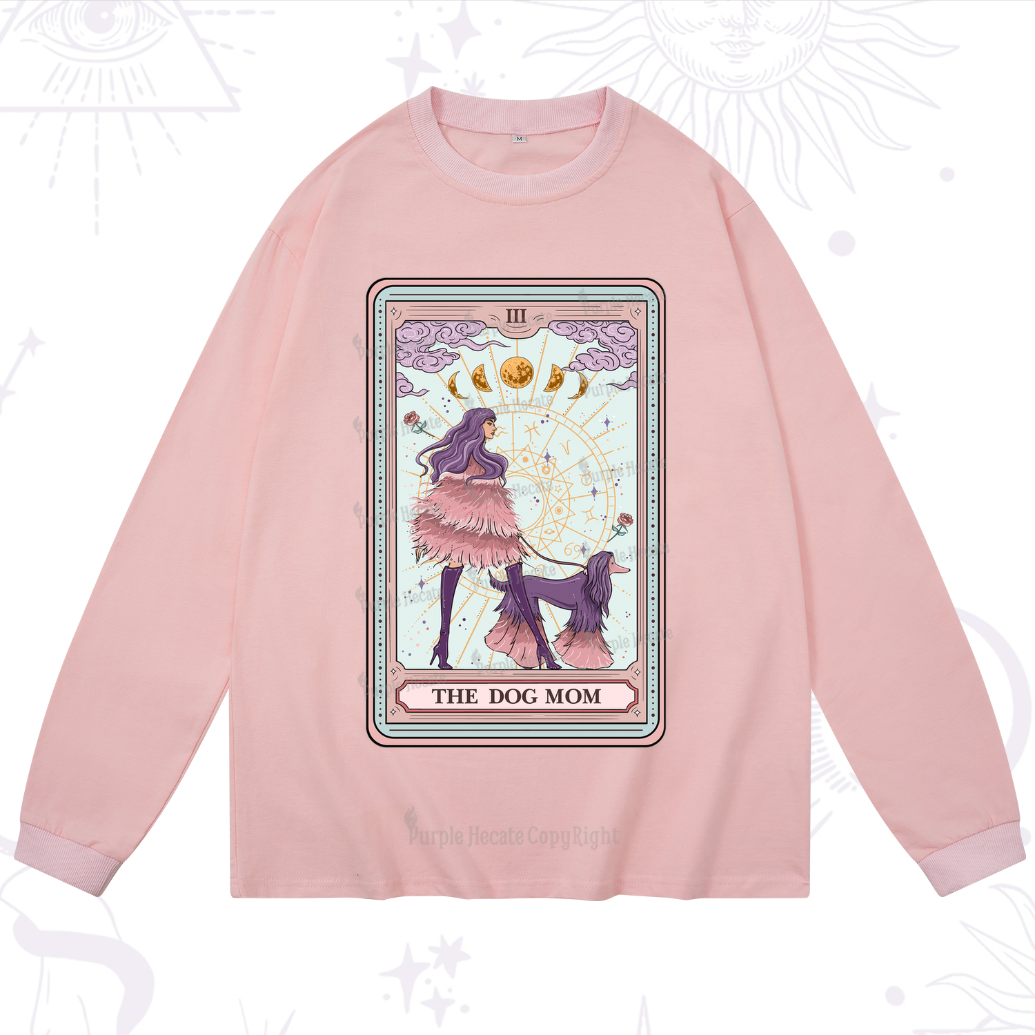 Purplehecate The Fashionable Dog Mom Tarot Card Long Sleeve T-Shirt