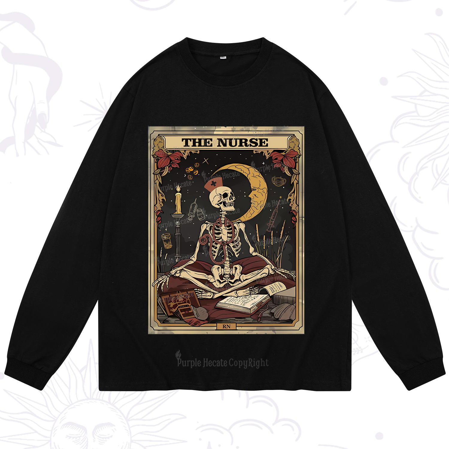 Purplehecate The Nurse Tarot Card Long Sleeve T-Shirt