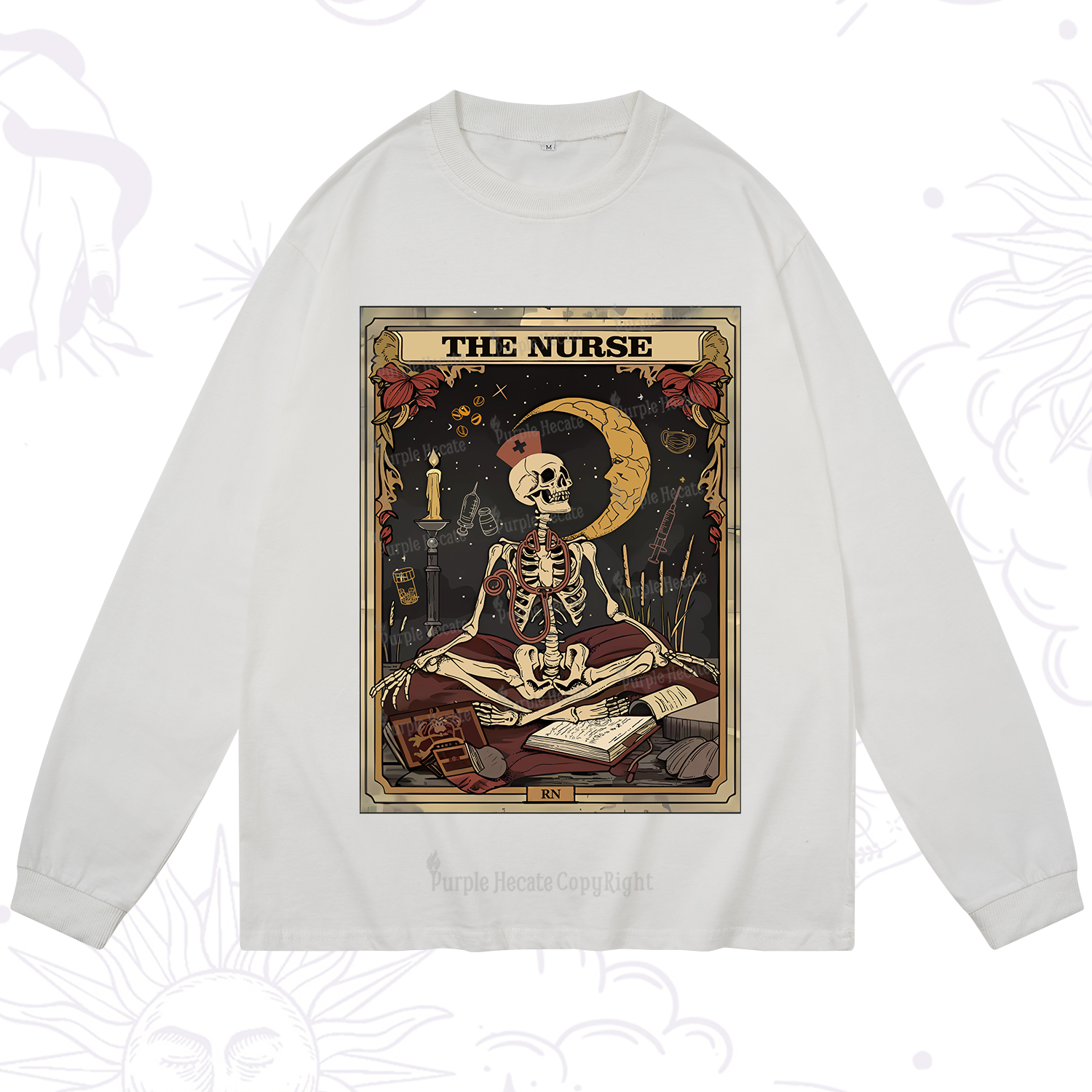 Purplehecate The Nurse Tarot Card Long Sleeve T-Shirt