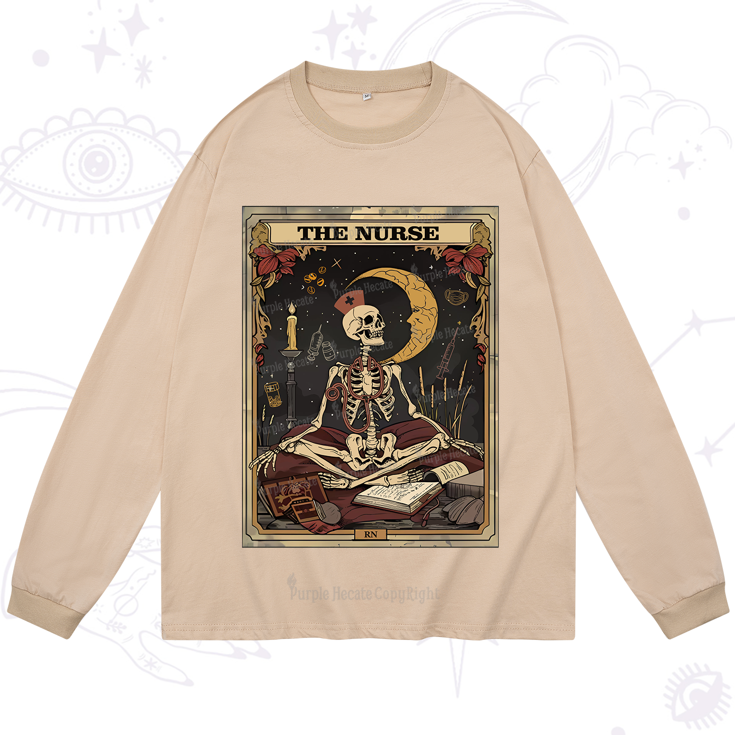 Purplehecate The Nurse Tarot Card Long Sleeve T-Shirt