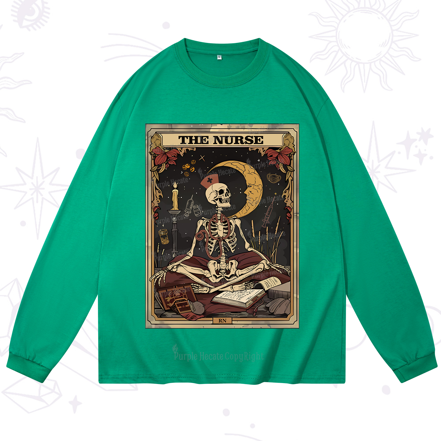 Purplehecate The Nurse Tarot Card Long Sleeve T-Shirt