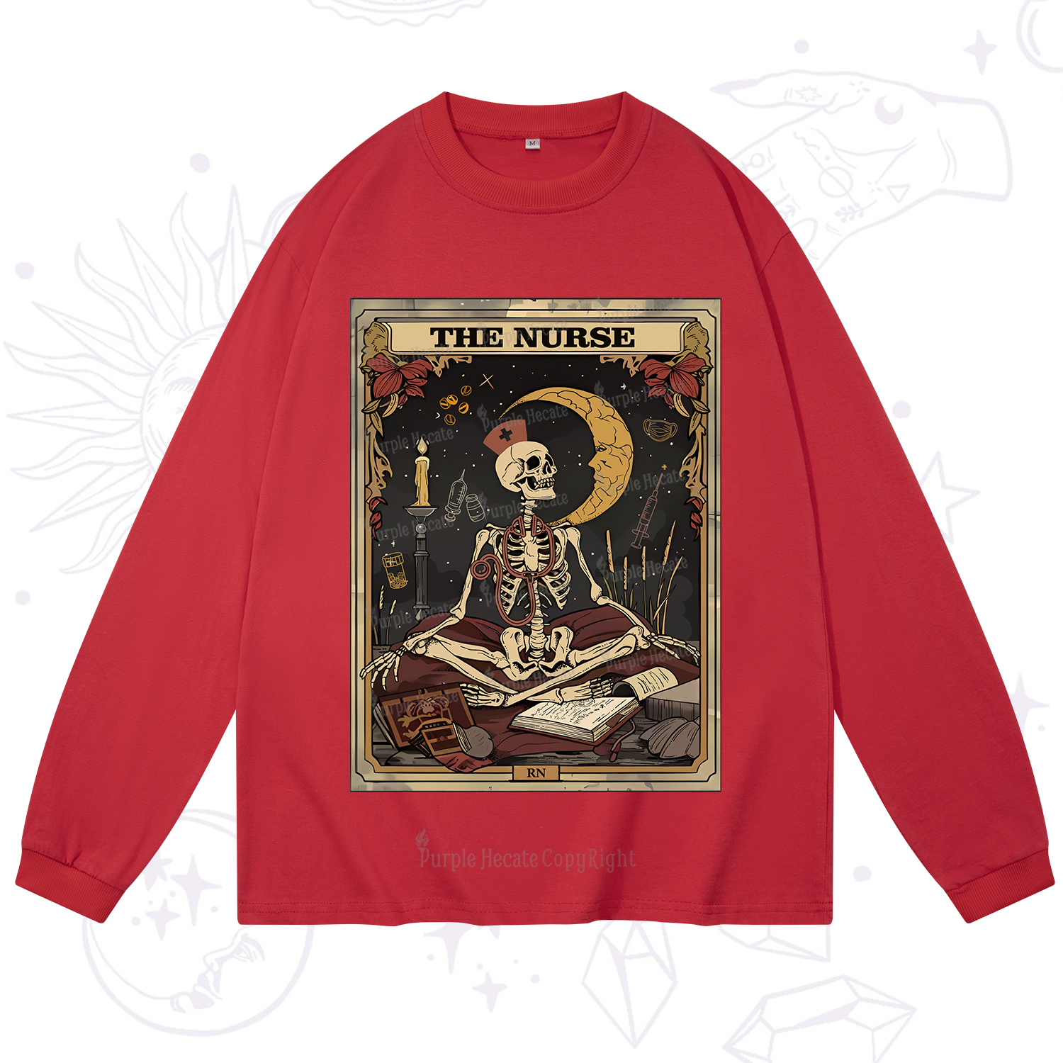 Purplehecate The Nurse Tarot Card Long Sleeve T-Shirt