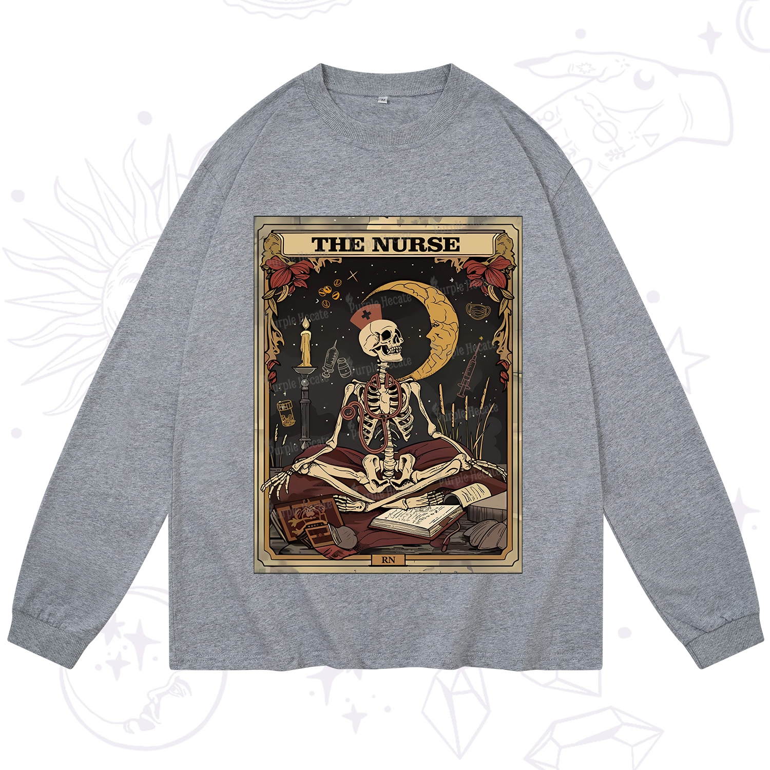 Purplehecate The Nurse Tarot Card Long Sleeve T-Shirt