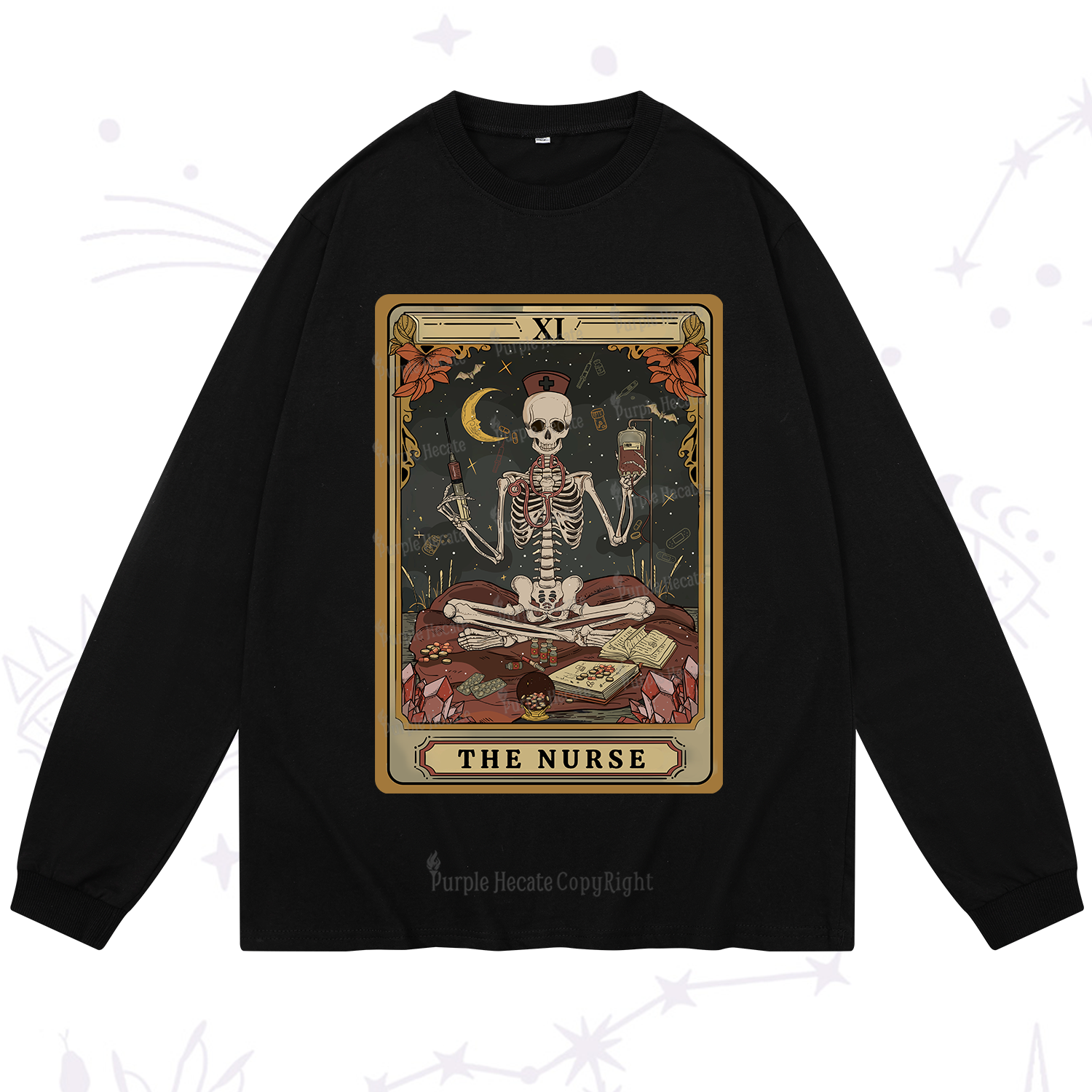 Purplehecate The Nurse Tarot Long Sleeve T-Shirt