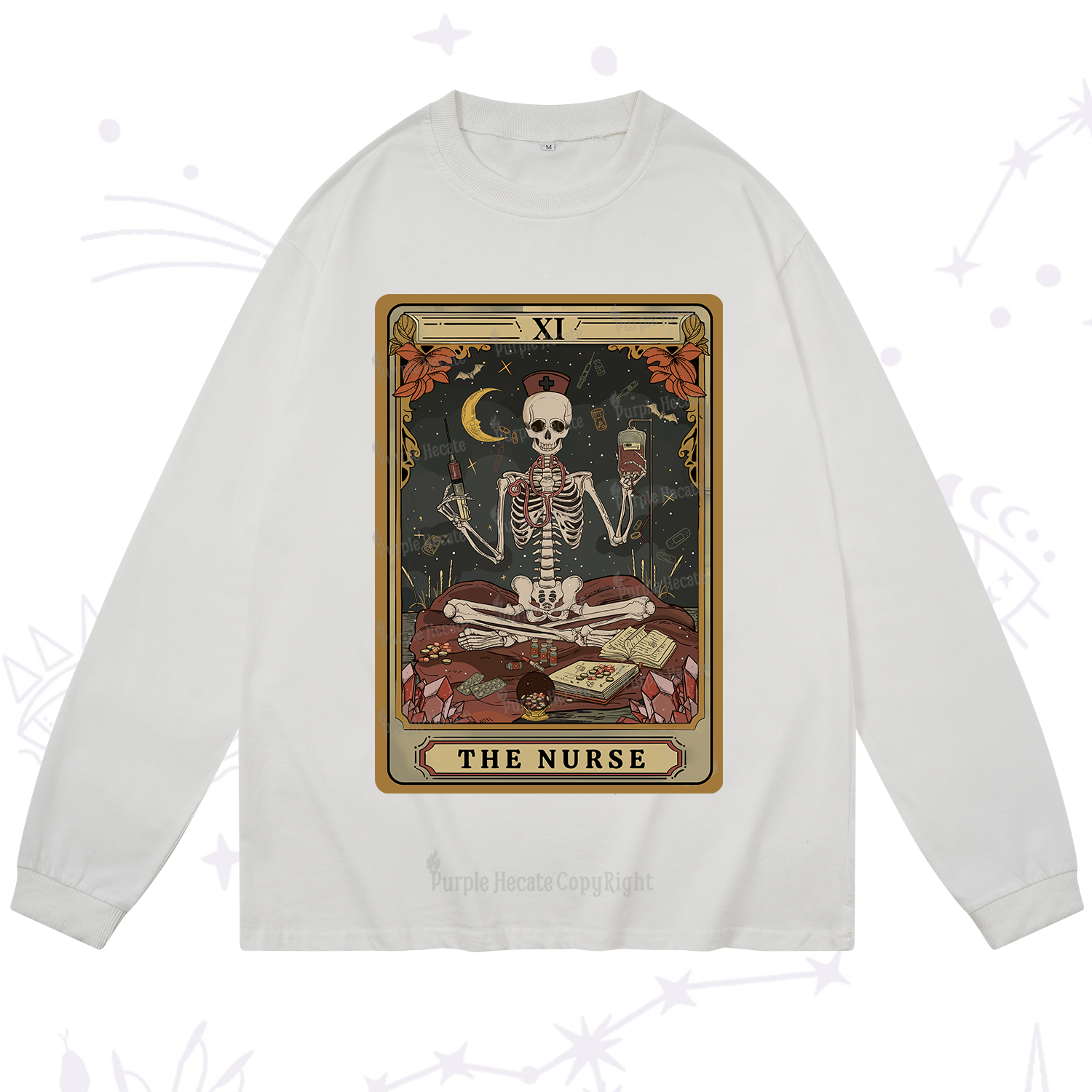 Purplehecate The Nurse Tarot Long Sleeve T-Shirt