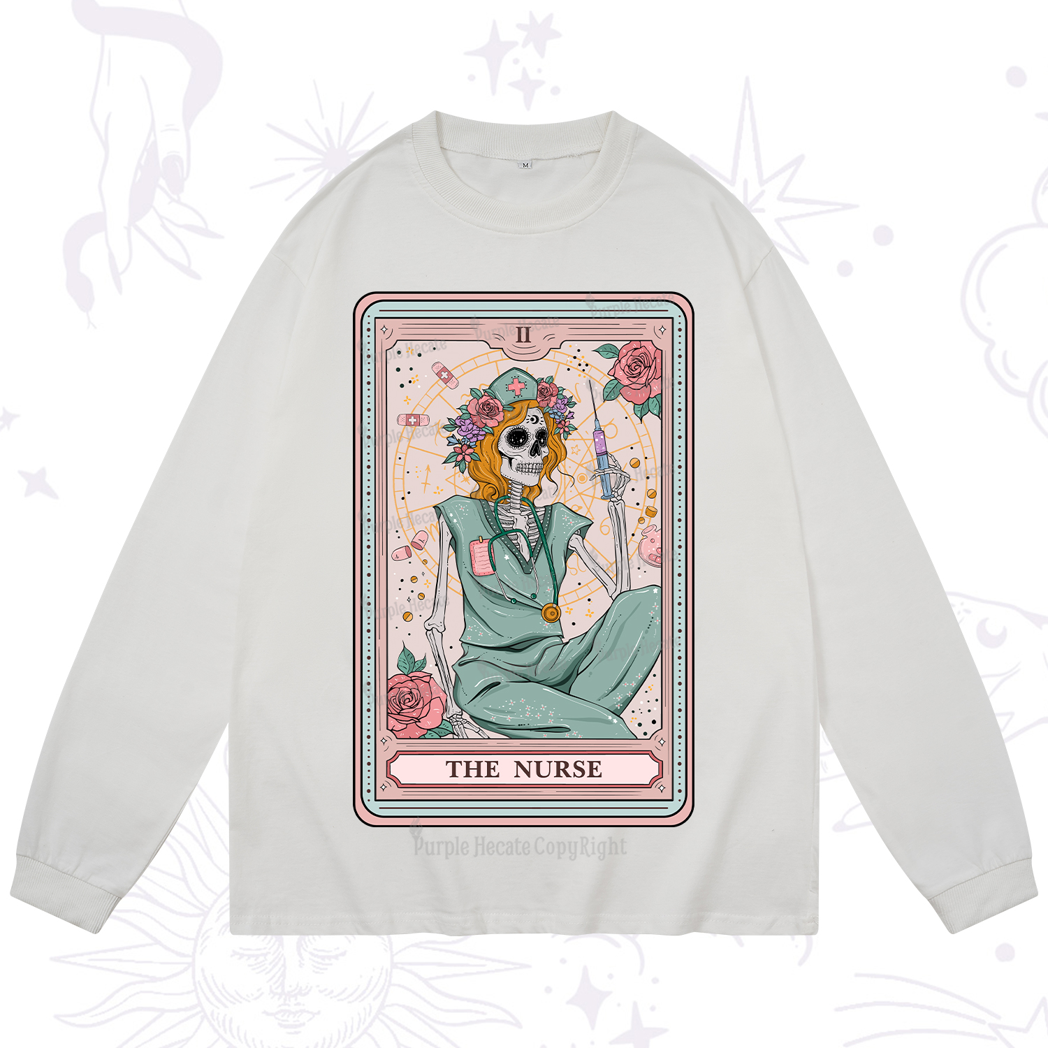 Purplehecate The Nurse Tarot Card Long Sleeve T-Shirt