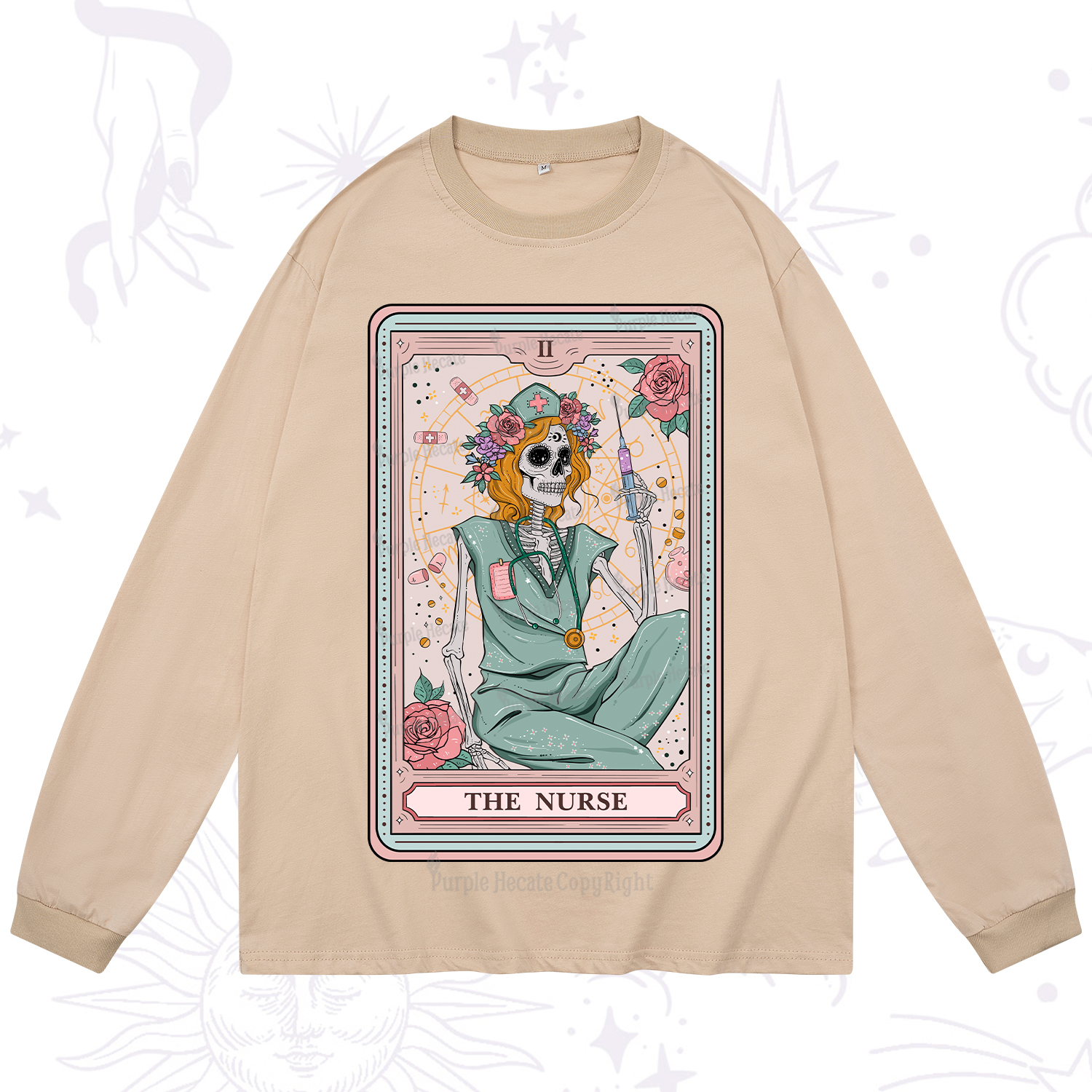 Purplehecate The Nurse Tarot Card Long Sleeve T-Shirt