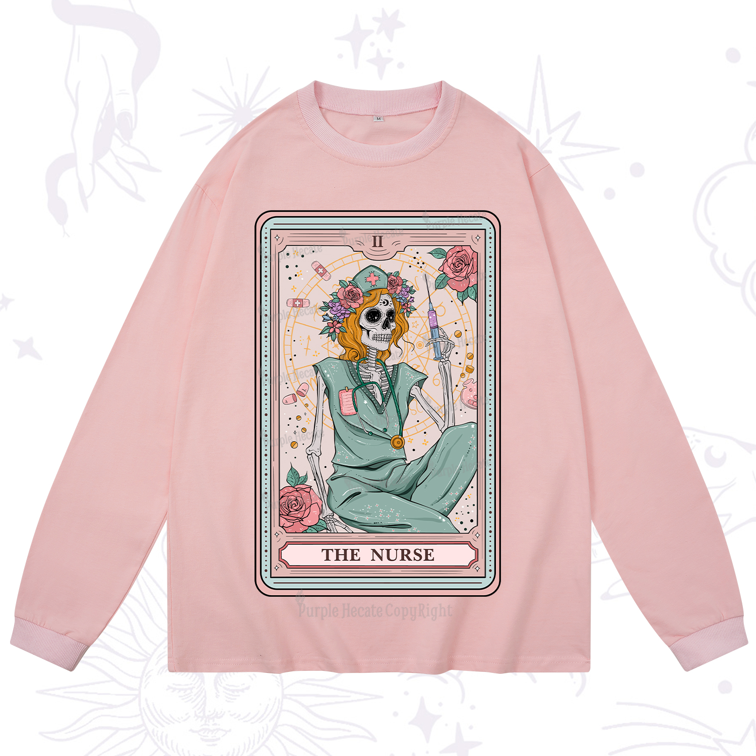 Purplehecate The Nurse Tarot Card Long Sleeve T-Shirt