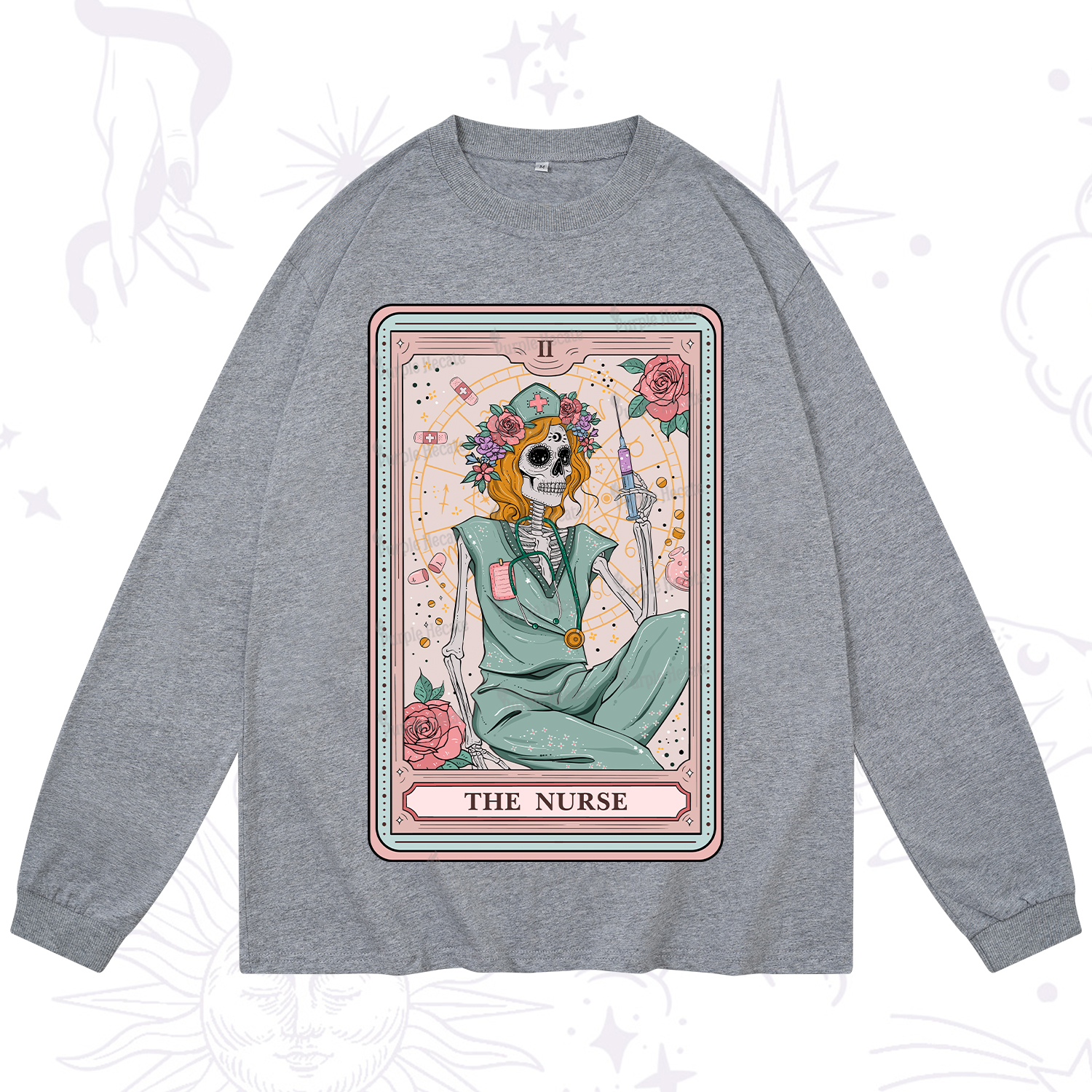 Purplehecate The Nurse Tarot Card Long Sleeve T-Shirt