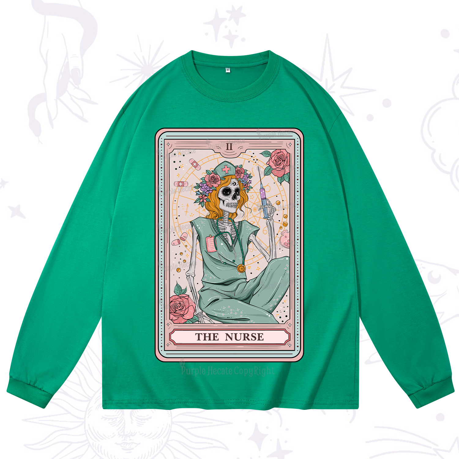 Purplehecate The Nurse Tarot Card Long Sleeve T-Shirt