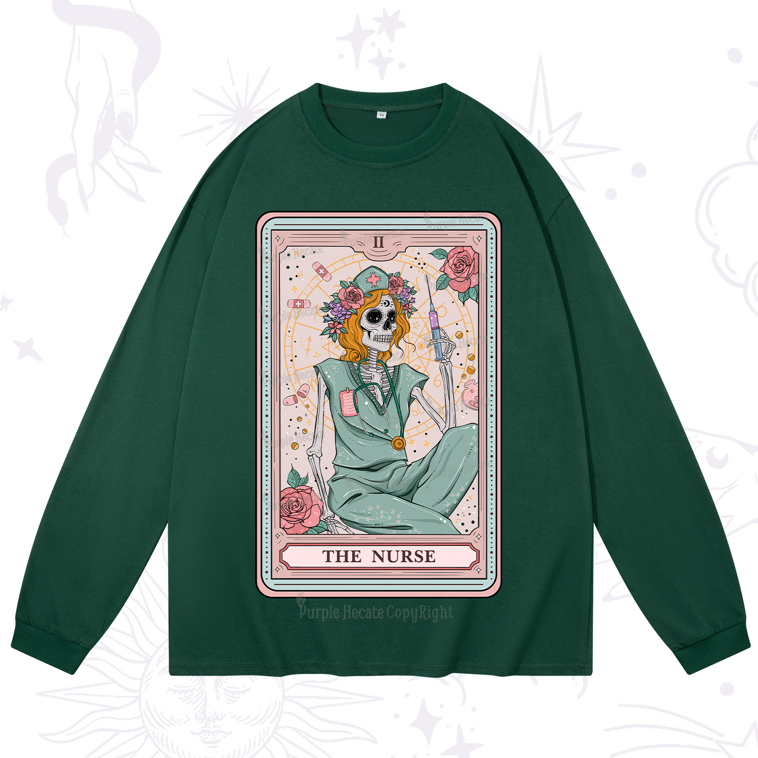 Purplehecate The Nurse Tarot Card Long Sleeve T-Shirt