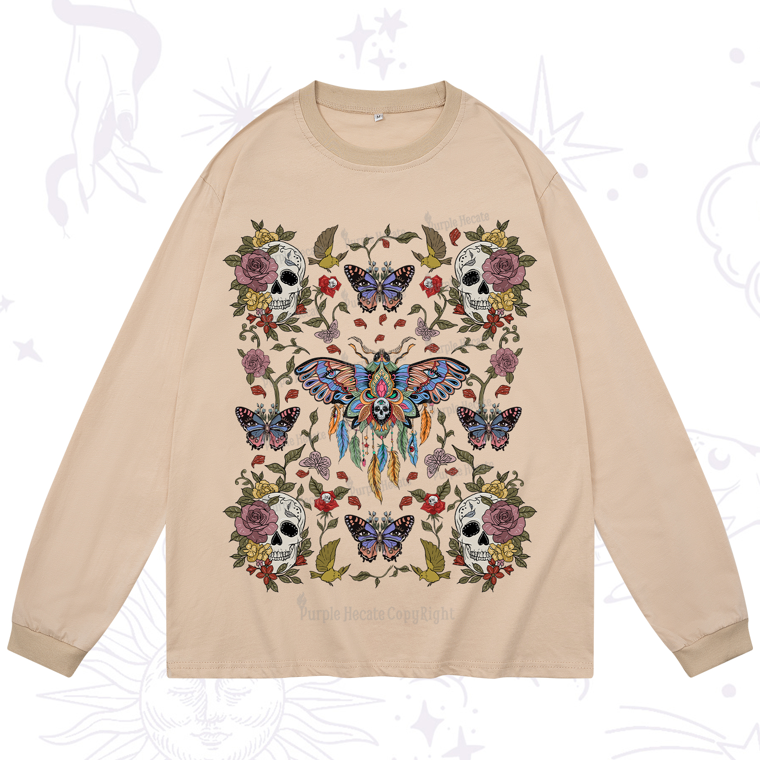 Purplehecate Moths Dancing Long Sleeve T-Shirt