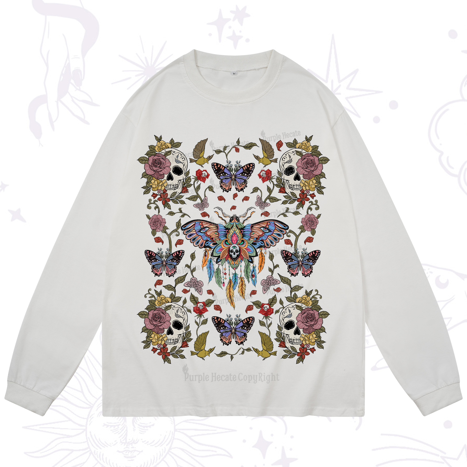 Purplehecate Moths Dancing Long Sleeve T-Shirt
