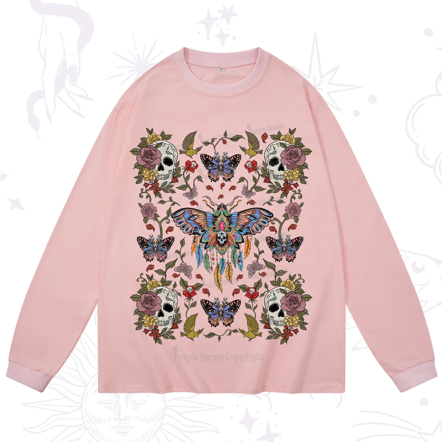 Purplehecate Moths Dancing Long Sleeve T-Shirt